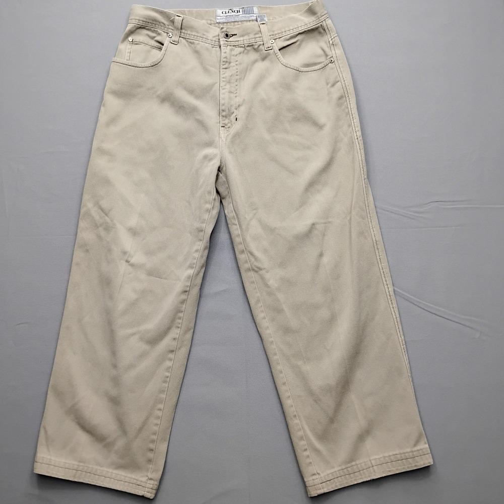 Clench The Pride Series Mens Khaki Pants Beige Cotton Twill Straight Leg 36x32